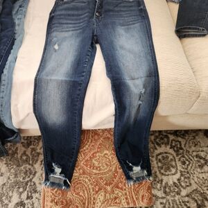 KanCan Dark Wash Distressed Ankle Jeans